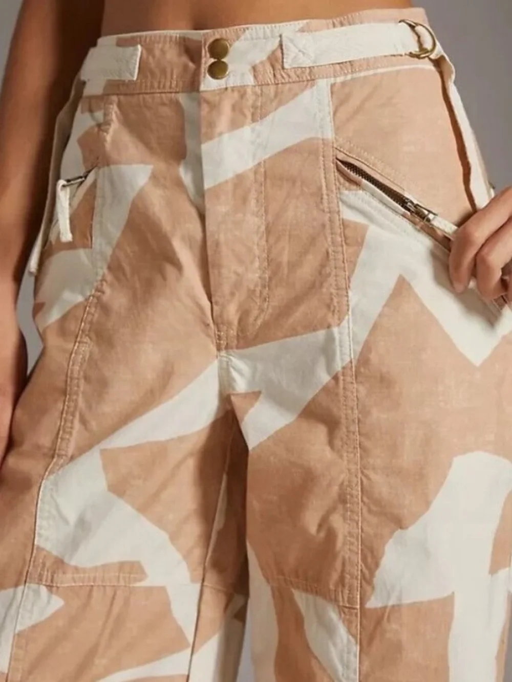 Anthropologie Utility Barrel Cotton Pants in Tan Sz 4